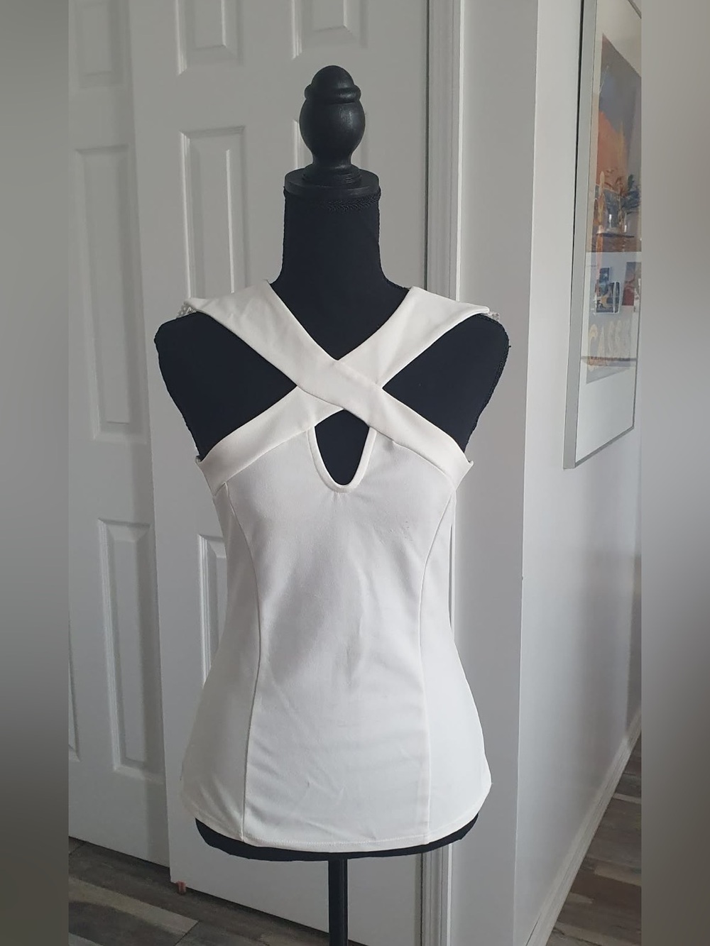 Morgan de Toi White Lace Cross-Front top
